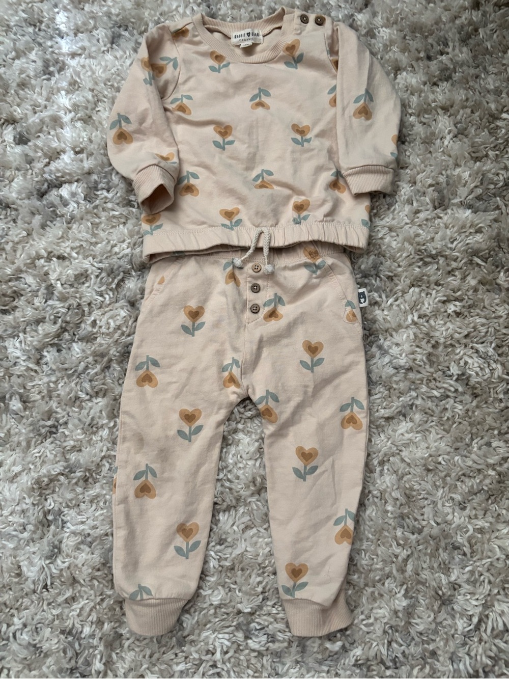 Rabbit + Bear Floral Sweat Set | 18m
